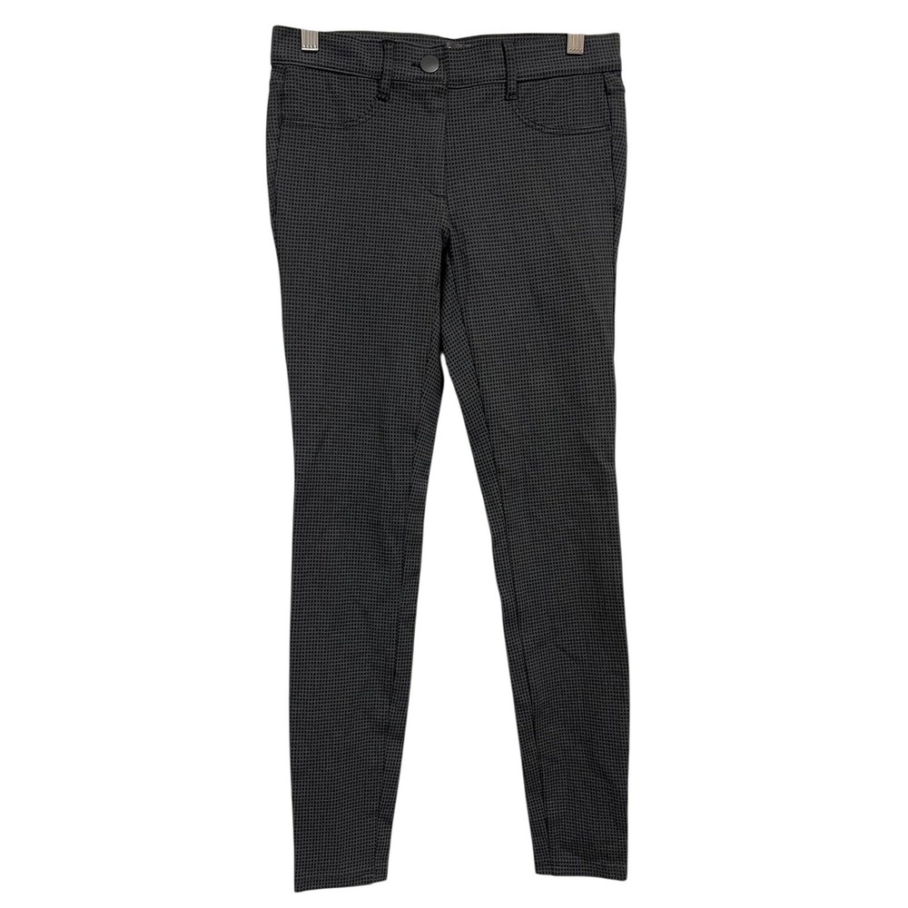 LOFT Pants Womens 0 Black Gray Check Print Skinny Ankle Stretch Rayon Blend